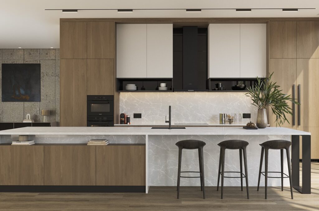 Cuisine Bianco Glace en Quartz